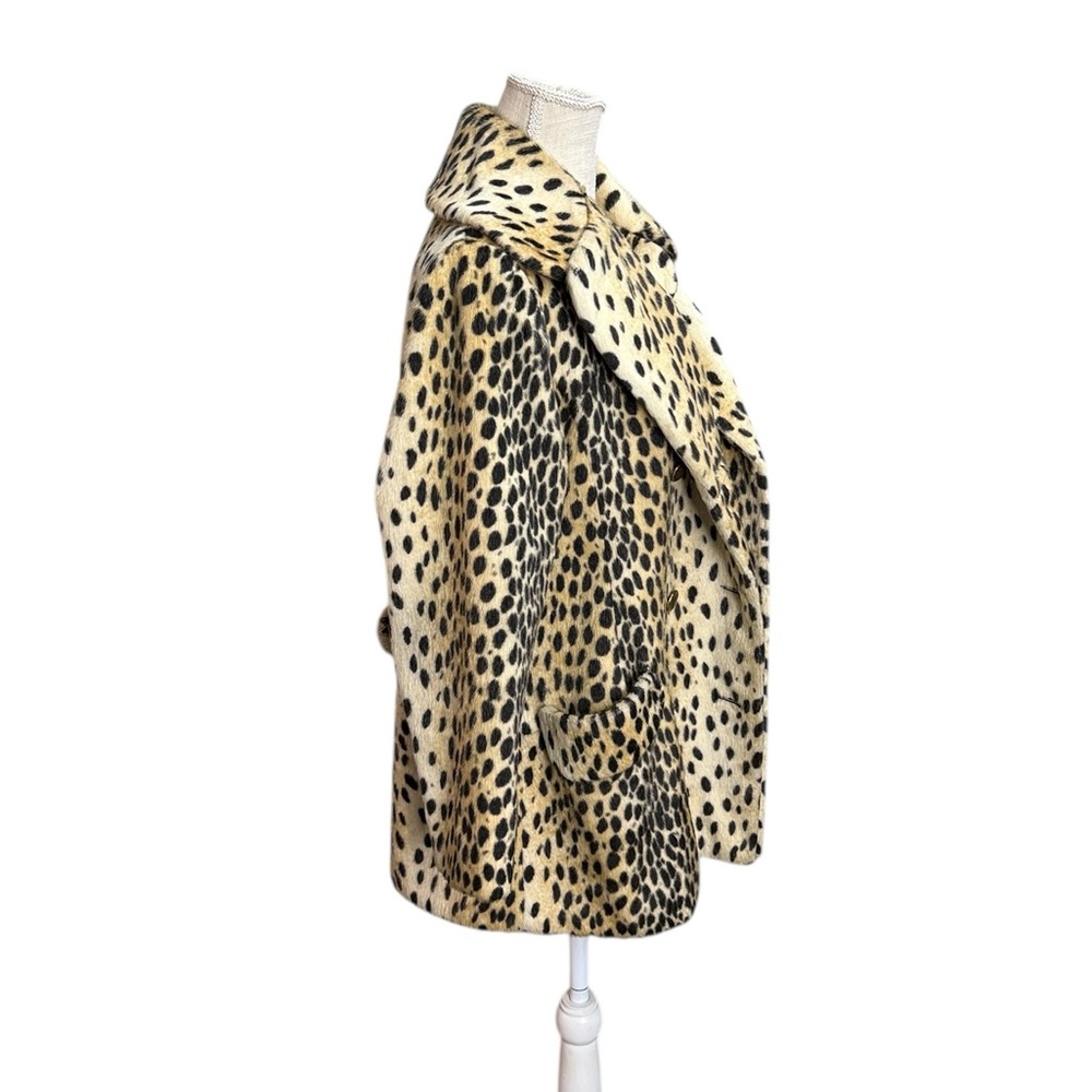 Vtg Halldon Ltd Leopard Cheetah Print Faux Fur Coat MCM Jacket Womens M? 60s - Picture 2 of 16